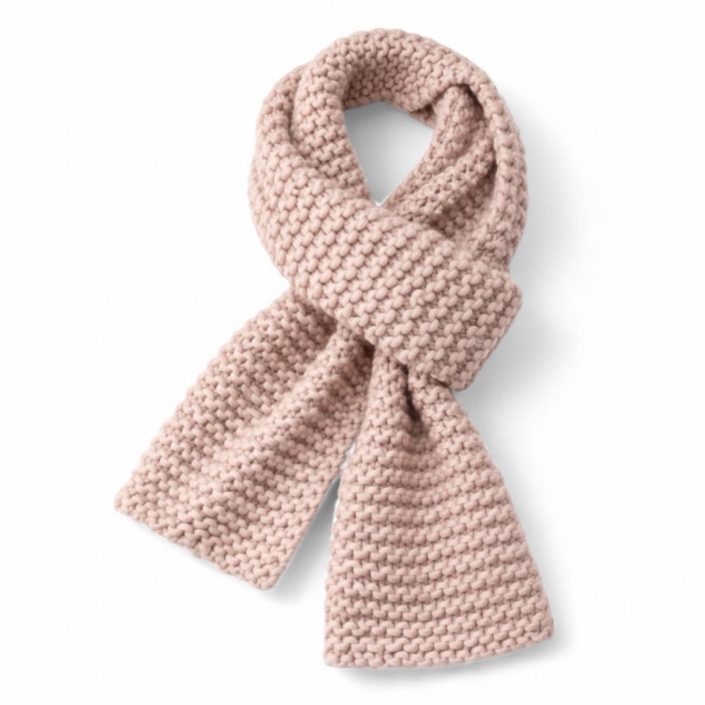 Hand Knit Chunky Oversized Wool Blend Scarf Blush Pink